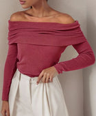 Off-Shoulder Long Sleeve Sweater - Body By J'ne