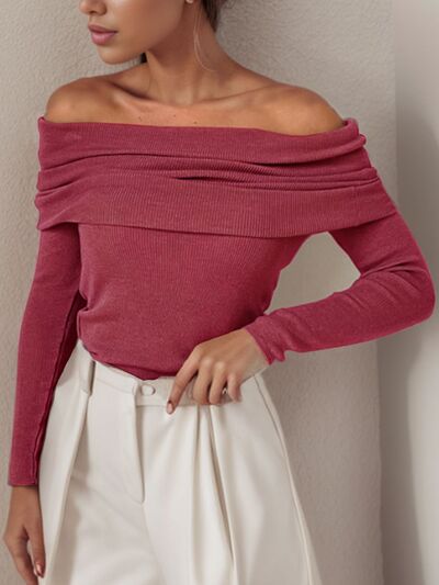 Off-Shoulder Long Sleeve Sweater - Body By J'ne