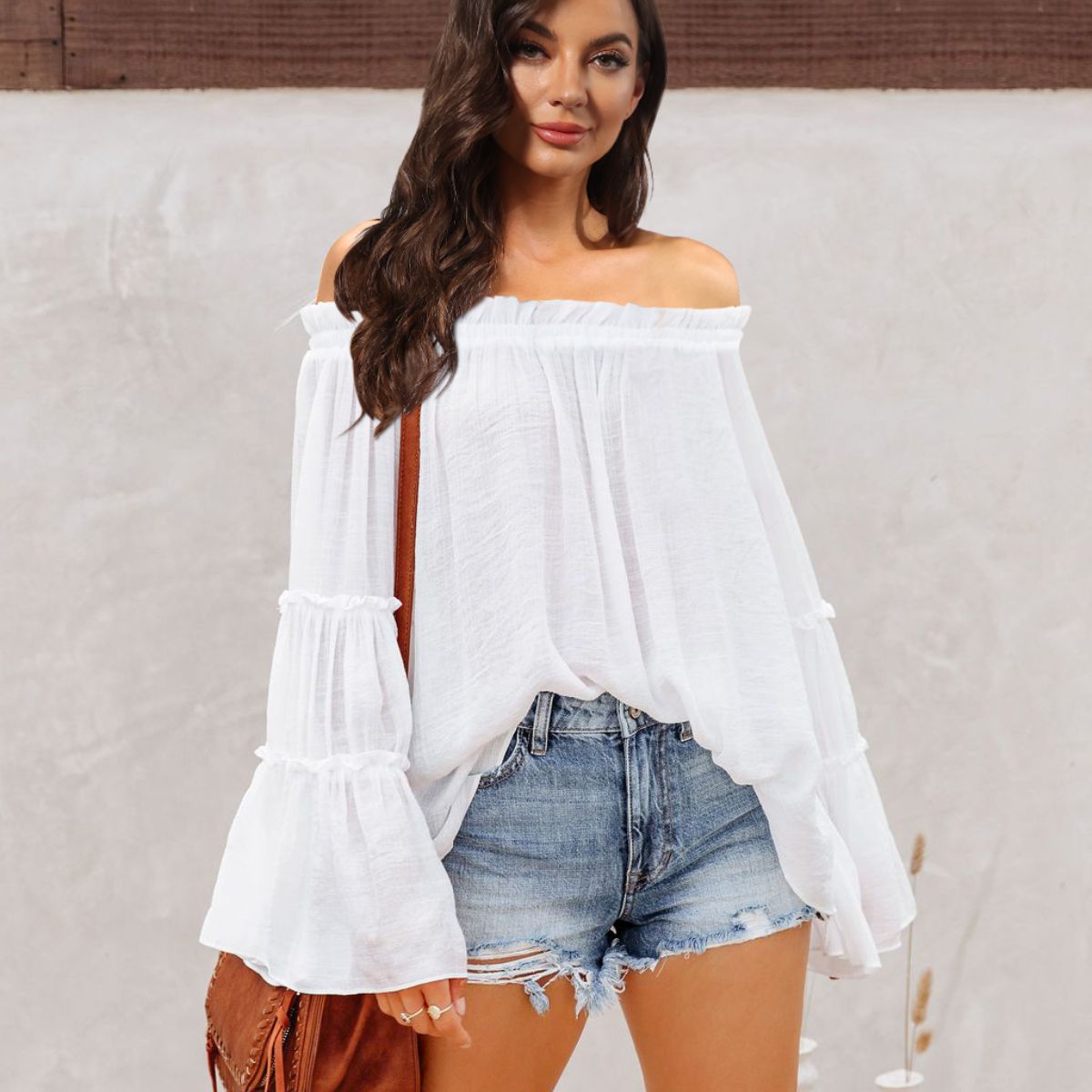 Off-Shoulder Frill Trim Blouse - Body By J'ne