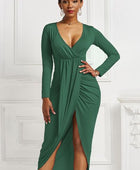 High-low Ruched Surplice Long Sleeve Dress - Body By J'ne