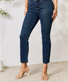 Full Size Raw Hem Straight Jeans - Body By J'ne