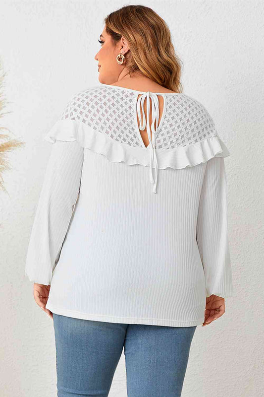 Captivating Ruffled Round Neck Long Sleeve Blouse - Body By J'ne