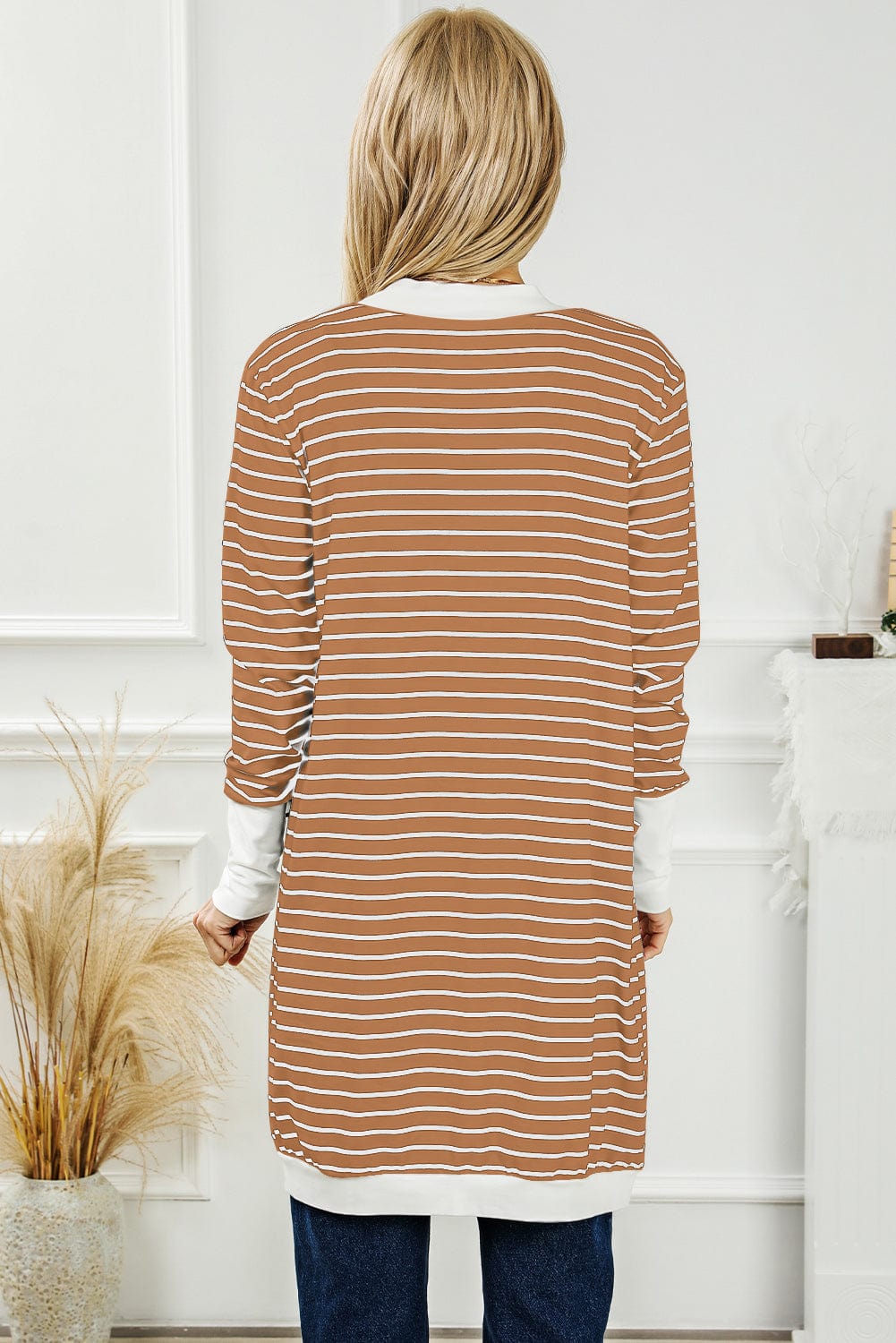 Striped Open Front Longline Cardigan - Body By J'ne