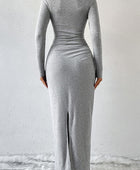 Heathered Slit Mock Neck Wrap Dress - Body By J'ne