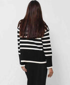 Striped Turtleneck Flare Sleeve Sweater - Body By J'ne