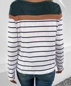 Striped Round Neck Long Sleeve T-Shirt - Body By J'ne