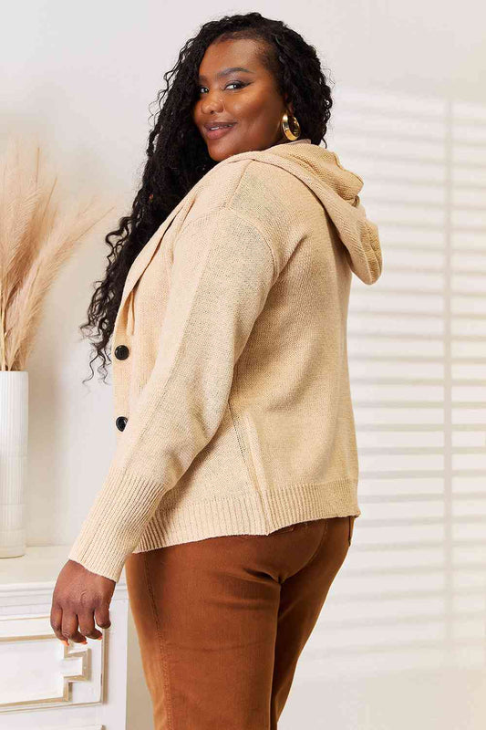 Fall Gratitude Button-Down Long Sleeve Hooded Sweater - Body By J'ne