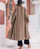 Striped Open Front Long Sleeve Outerwear - Body By J'ne