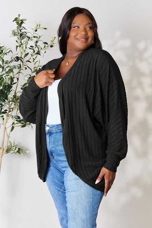 Full Size Ribbed Cocoon Cardigan - Body By J'ne