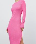 Round Neck Slit Sweater Dress - Body By J'ne