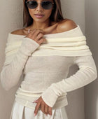 Off-Shoulder Long Sleeve Sweater - Body By J'ne