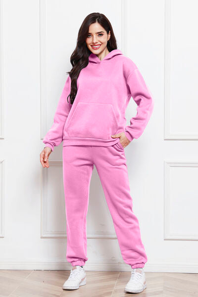 Drop Shoulder Long Sleeve Hoodie and Pants Set - Body By J'ne