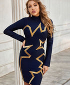 Mock Neck Glitter Geometric Mini Dress - Body By J'ne