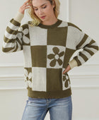 Contrast Round Neck Long Sleeve Sweater - Body By J'ne