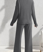 V-Neck Dropped Shoulder Top and Pants Set - Body By J'ne