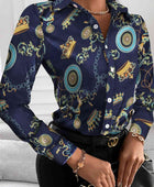 Printed Collared Neck Long Sleeve Shirt - Body By J'ne