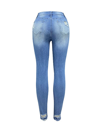 Distressed Buttoned Jeans with Pockets - Body By J'ne