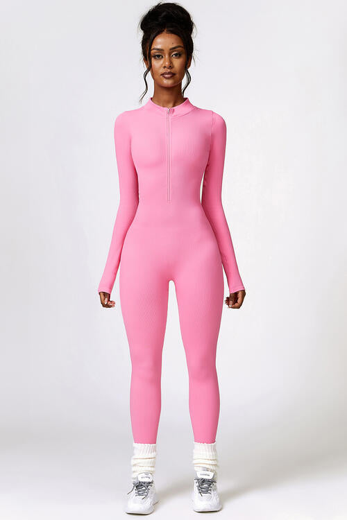 Half Zip Long Sleeve Active Jumpsuit - Body By J'ne