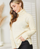 Full Size Long Sleeve Turtleneck Sweater with Side Slit - Body By J'ne