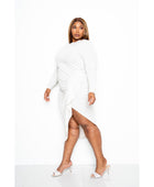 Asymmetrical Sweater Dress With Waterfall Ruffle - Body By J'ne