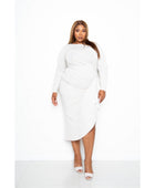 Asymmetrical Sweater Dress With Waterfall Ruffle - Body By J'ne