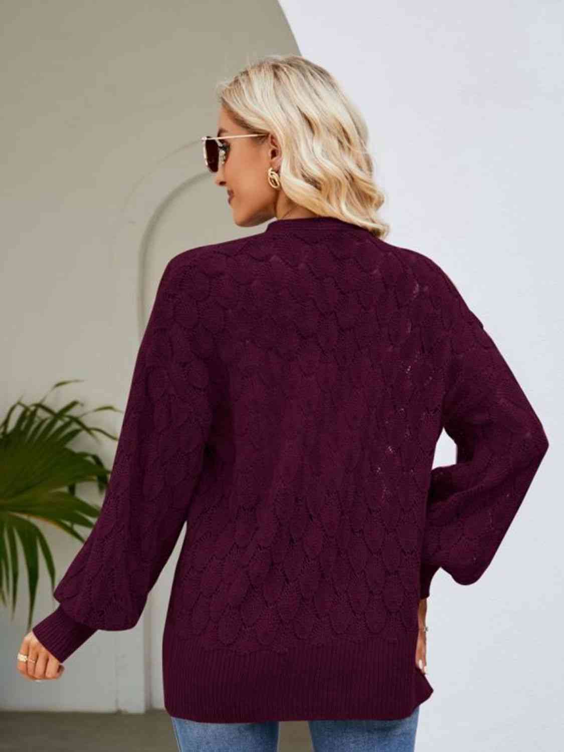 Open Front Ribbed Trim Cardigan - Body By J'ne