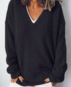 V-Neck Dropped Shoulder Sweater - Body By J'ne