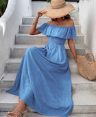 Smocked Ruffled Off-Shoulder Maxi Dress - Body By J'ne