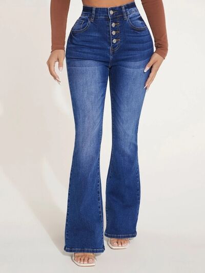 Button Fly Bootcut Jeans with Pockets - Body By J'ne