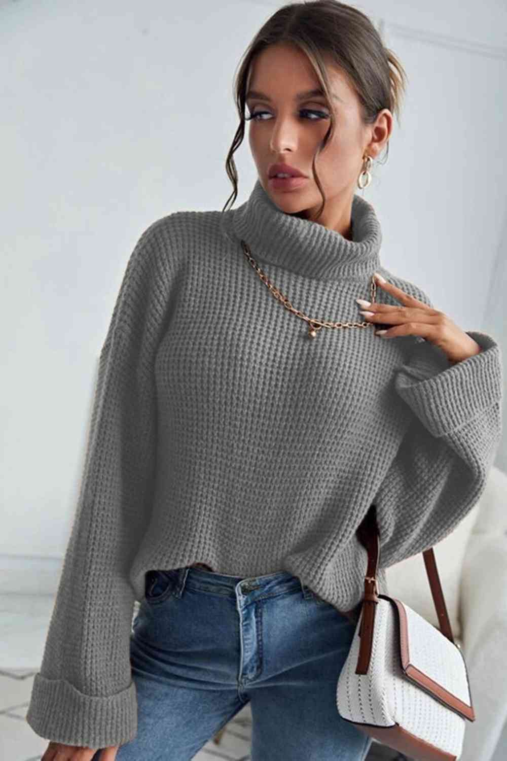 Turtleneck Long Sleeve Sweater - Body By J'ne