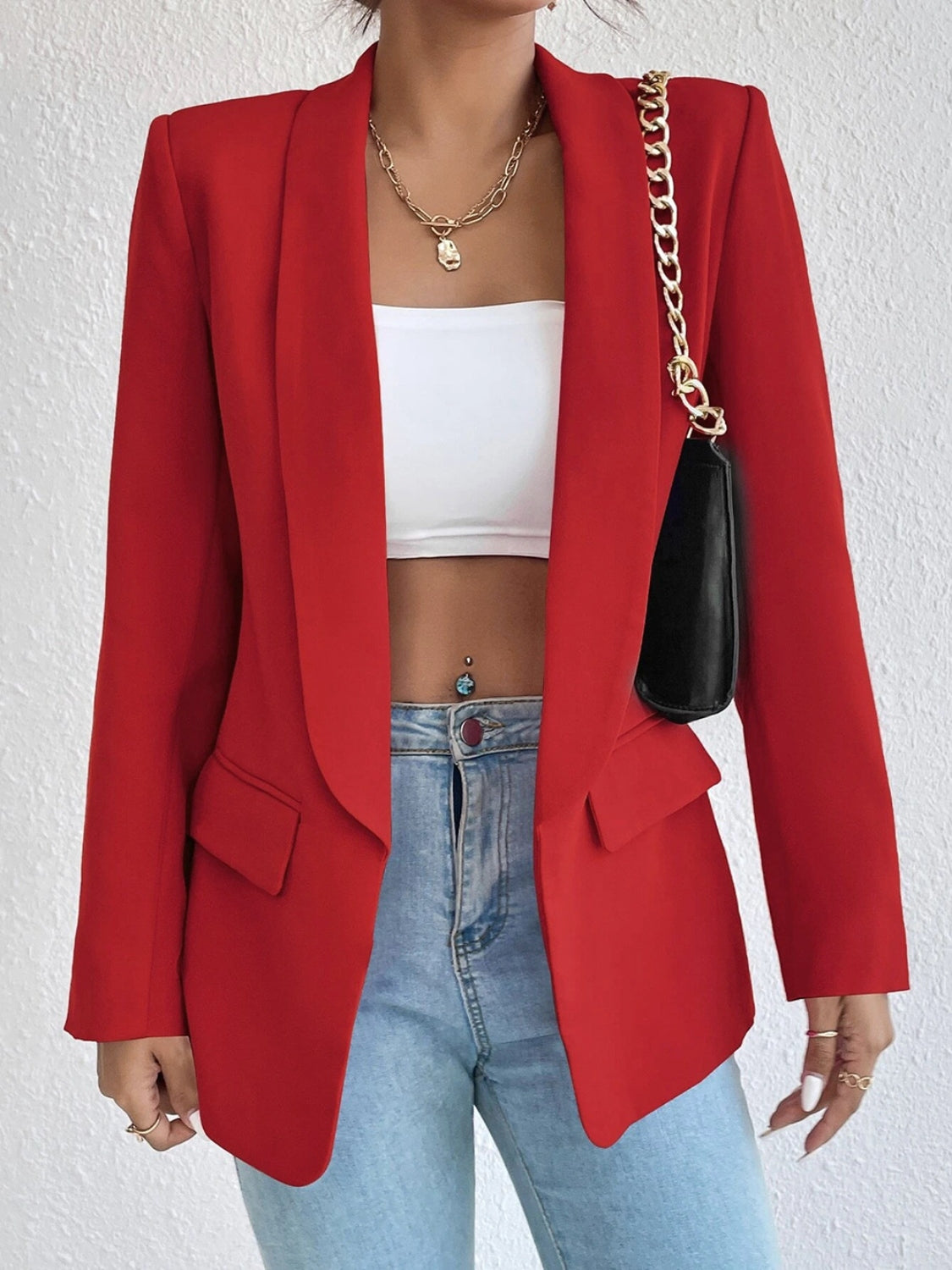 Shawl Collar Long Sleeve Blazer - Body By J'ne