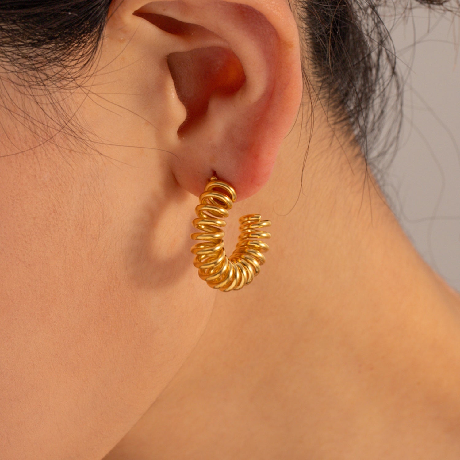 18K Gold-Plated Stainless Steel C-Hoop Earrings - Body By J'ne