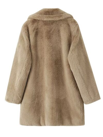 Fuzzy Button Up Lapel Collar Coat - Body By J'ne
