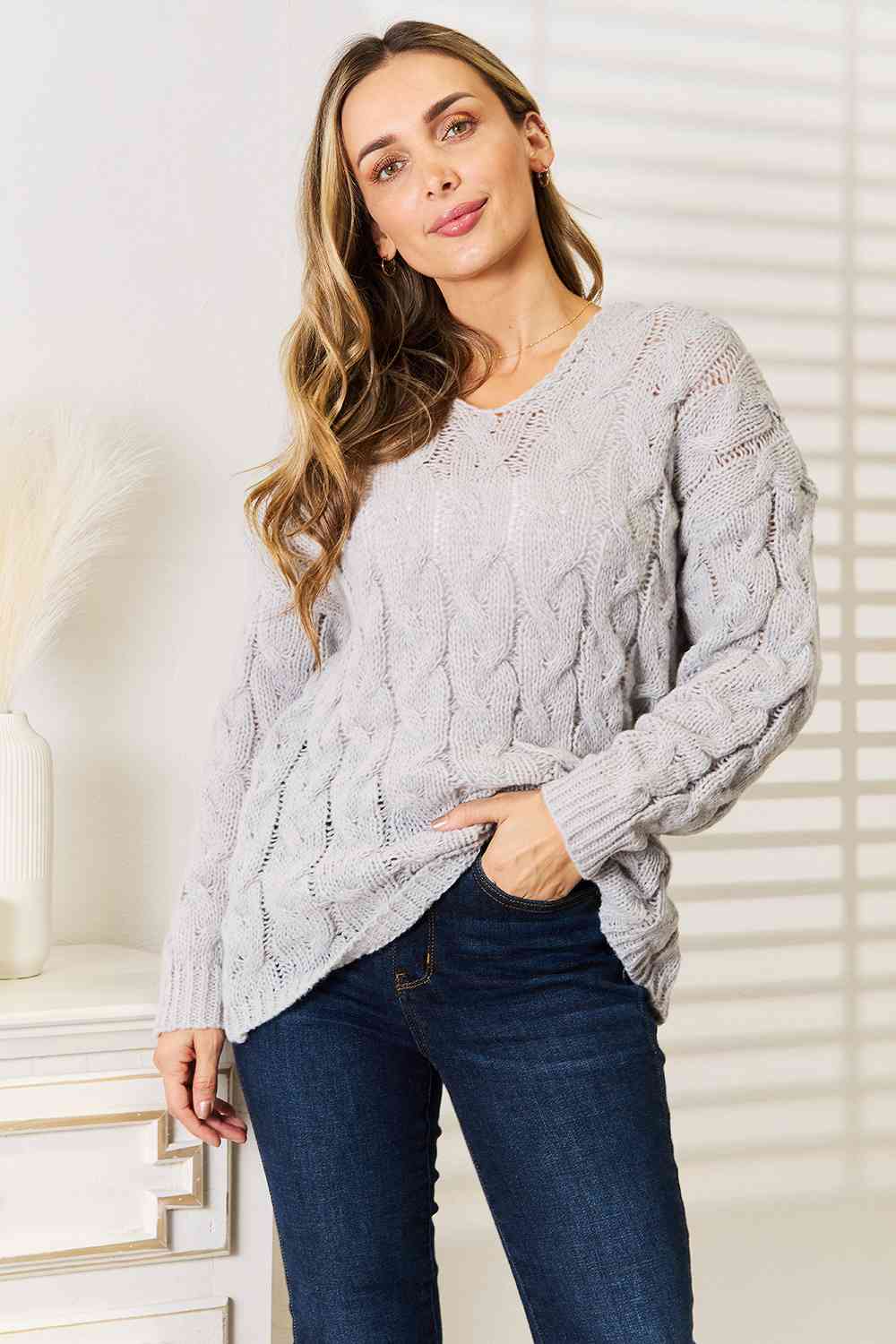 Cool Breeze Cable-Knit Hooded Sweater - Body By J'ne
