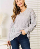 Cool Breeze Cable-Knit Hooded Sweater - Body By J'ne