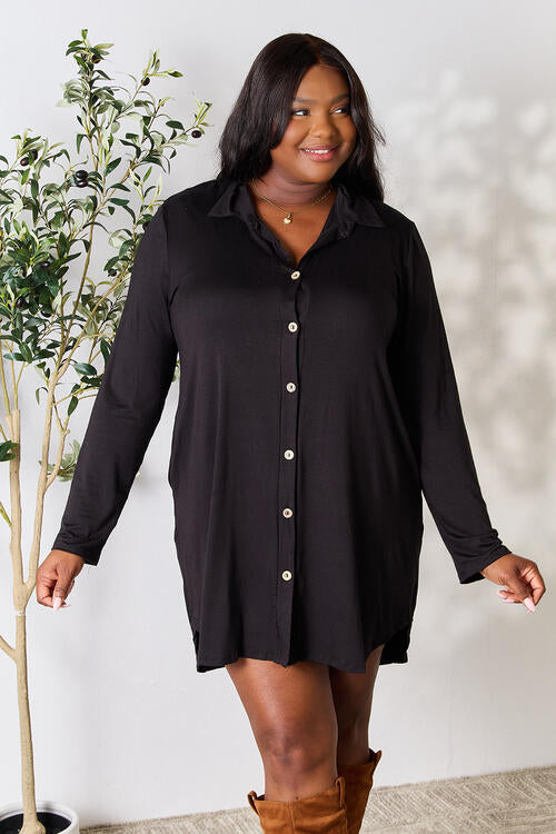 Button Down Shirt Dress - Body By J'ne