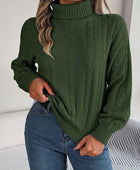 Cable-Knit Turtleneck Dropped Shoulder Sweater - Body By J'ne