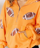 Sequin Football Patch Hal-Zip Hoodie - Body By J'ne