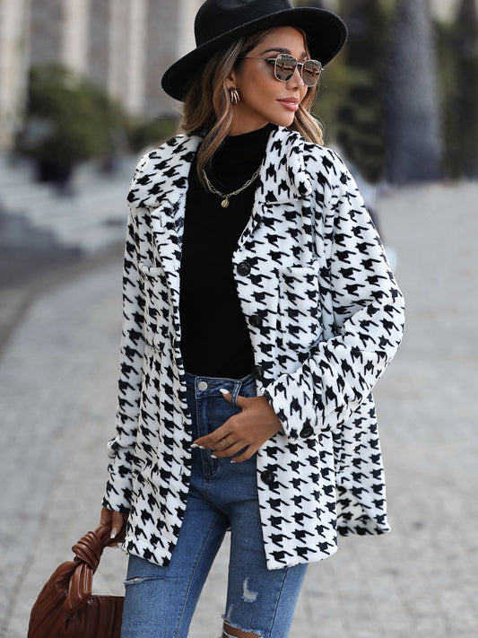 Houndstooth Button Down Jacket - Body By J'ne