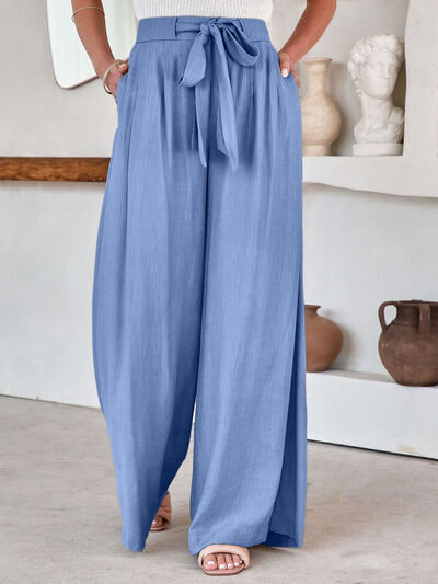 Drawstring Pocketed Wide Leg Pants - Body By J'ne