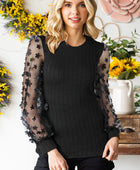 Textured Applique Long Sleeve Blouse - Body By J'ne