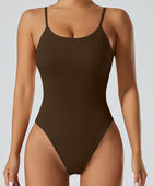 Scoop Neck Spaghetti Strap Active Bodysuit - Body By J'ne