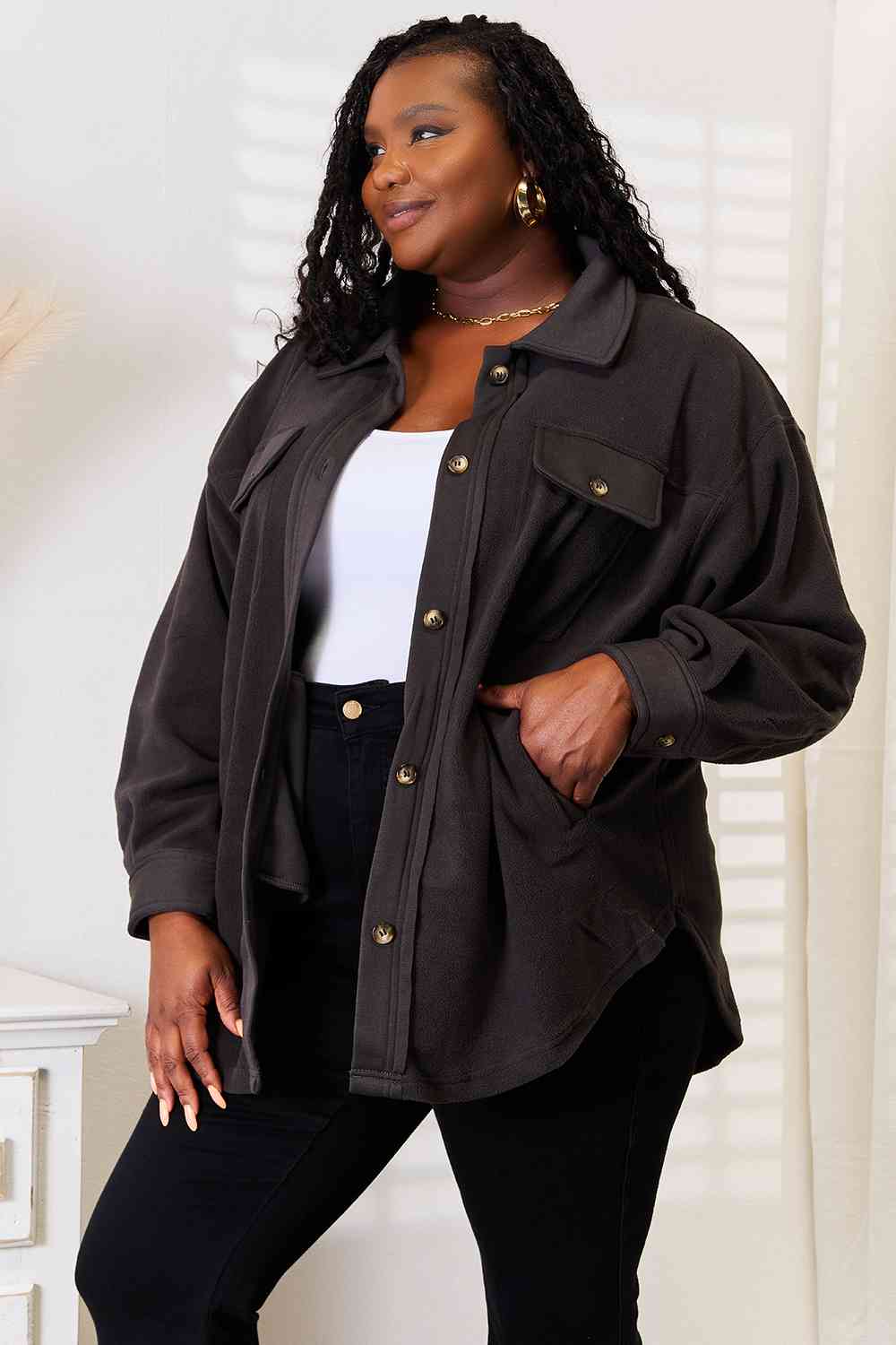 Cozy Girl Full Size Button Down Shacket - Body By J'ne