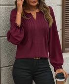 Notched Flounce Sleeve Blouse - Body By J'ne