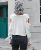 Cold-Shoulder Ribbed Trim Sweater - Body By J'ne