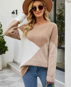 Color Block Round Neck Sweater - Body By J'ne