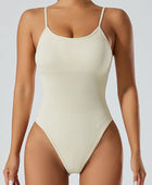 Scoop Neck Spaghetti Strap Active Bodysuit - Body By J'ne