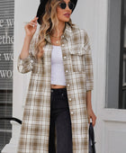 Plaid Button-Up Longline Shacket with Breast Pockets - Body By J'ne