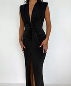 Slit Plunge Sleeveless Maxi Dress - Body By J'ne