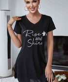 RISE AND SHINE Contrast Lace V-Neck T-Shirt Dress - Body By J'ne